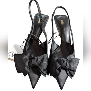 Zara Black Bow Heels 36